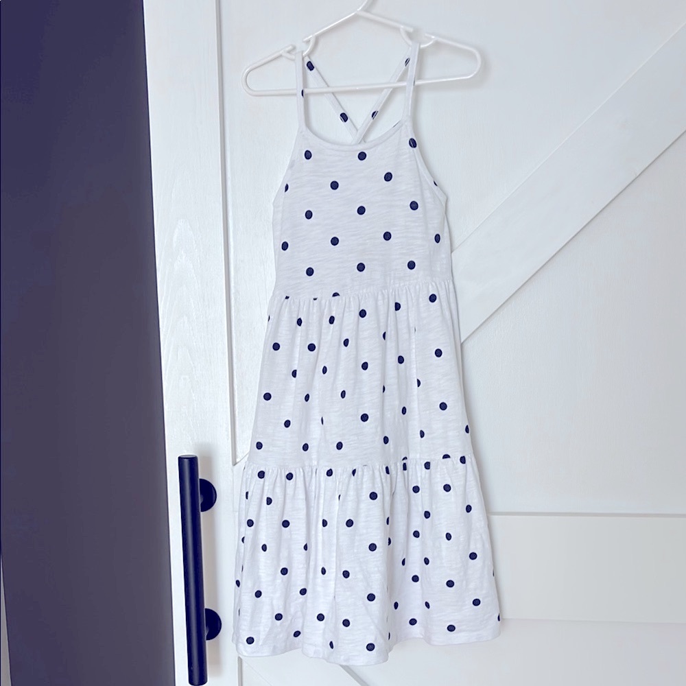 FINAL PRICE! Tiered Polk Dot Heather White & Black Slub-Knit Flowy Midi Dress